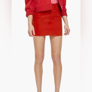 NWT TopShop Red Denim Skirt Size US 6